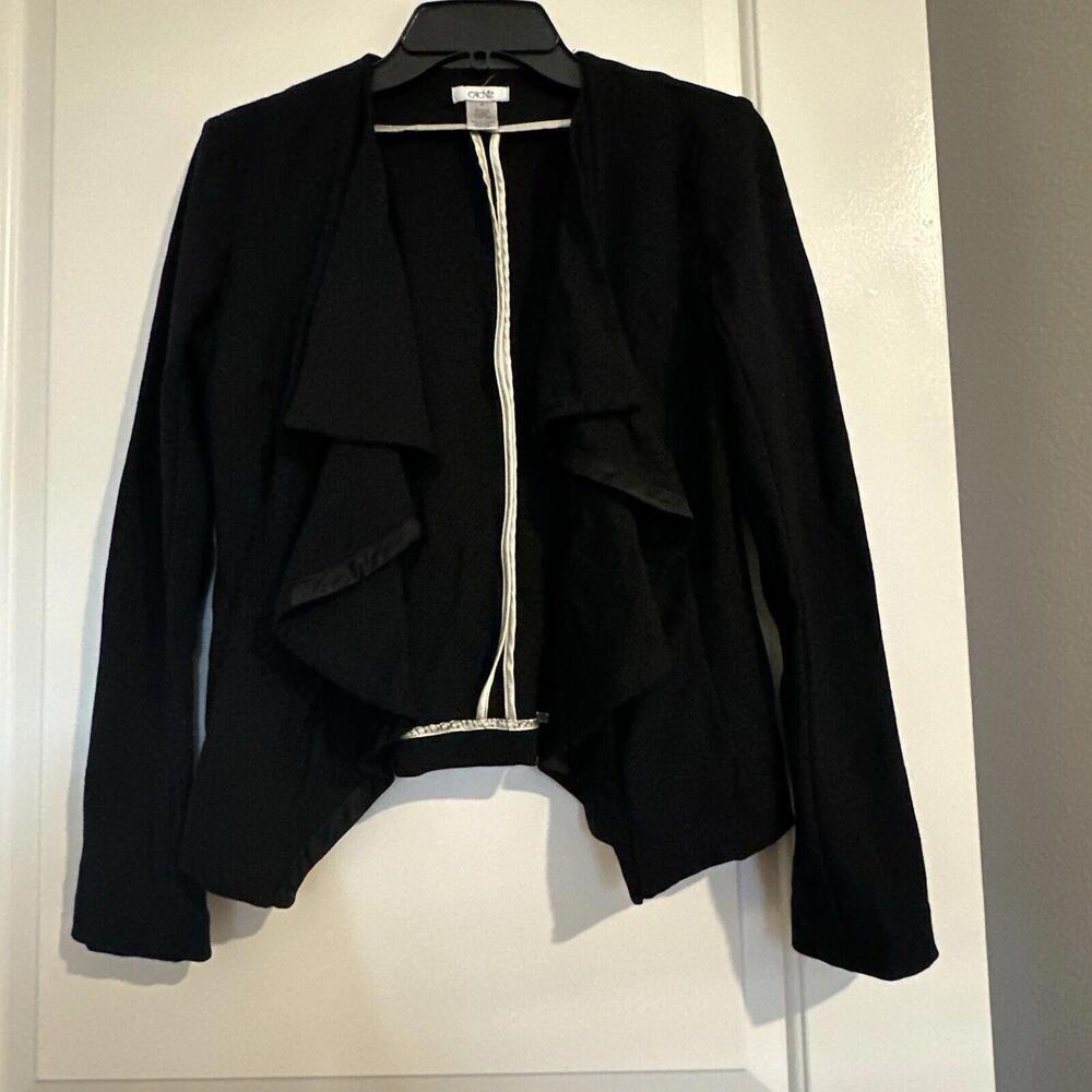 Cache Black Open Front Blazer Jacket Size 6 Women’s